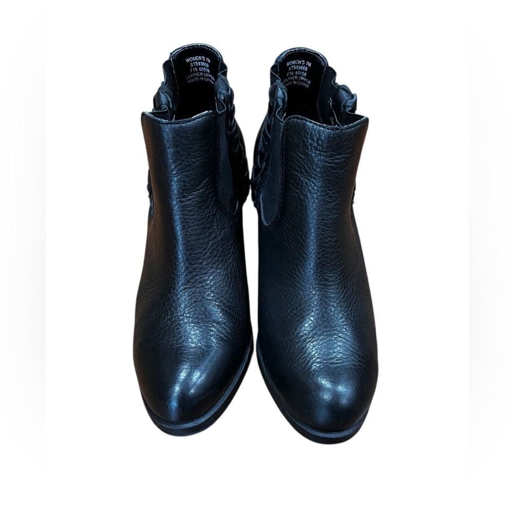 Sperry top sider black leather ankle booties heeled boots-7 - Picture 7 of 8